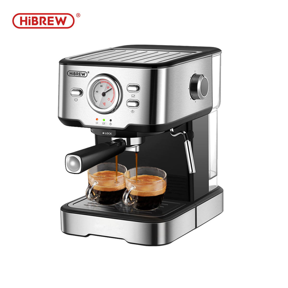 HiBREW H5 espresso machine three-quarter view