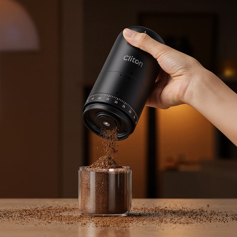 CLITON KMDJ-7AW-ULTRA grinder with the grounds container removed