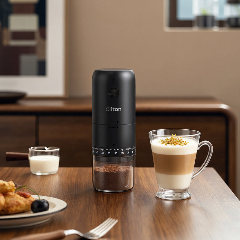 CLITON KMDJ-7AW-ULTRA coffee grinder in a serving setup