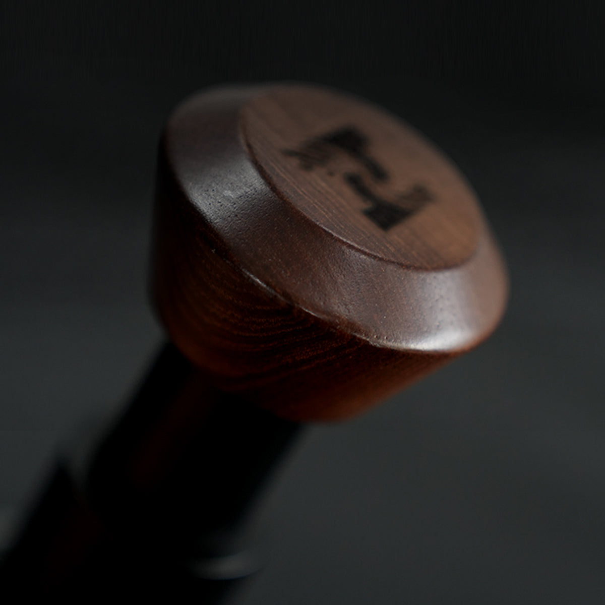 HiBREW Master 58mm Coffee Tamper — wooden handle close-up. Demonstration props are not included.