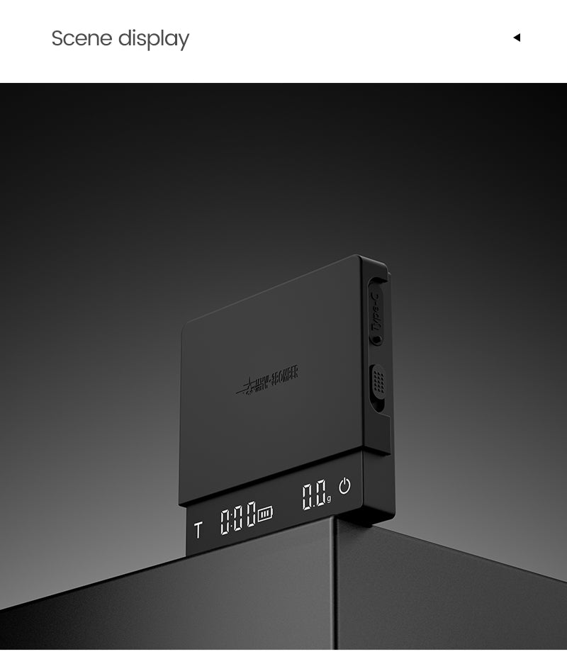 MHW-3BOMBER Cube Coffee Scale 3.0 Micro in black, upright display view (SKU ES5788B).