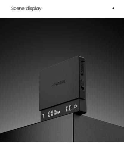 MHW-3BOMBER Cube Coffee Scale 3.0 Micro in black, upright display view (SKU ES5788B).