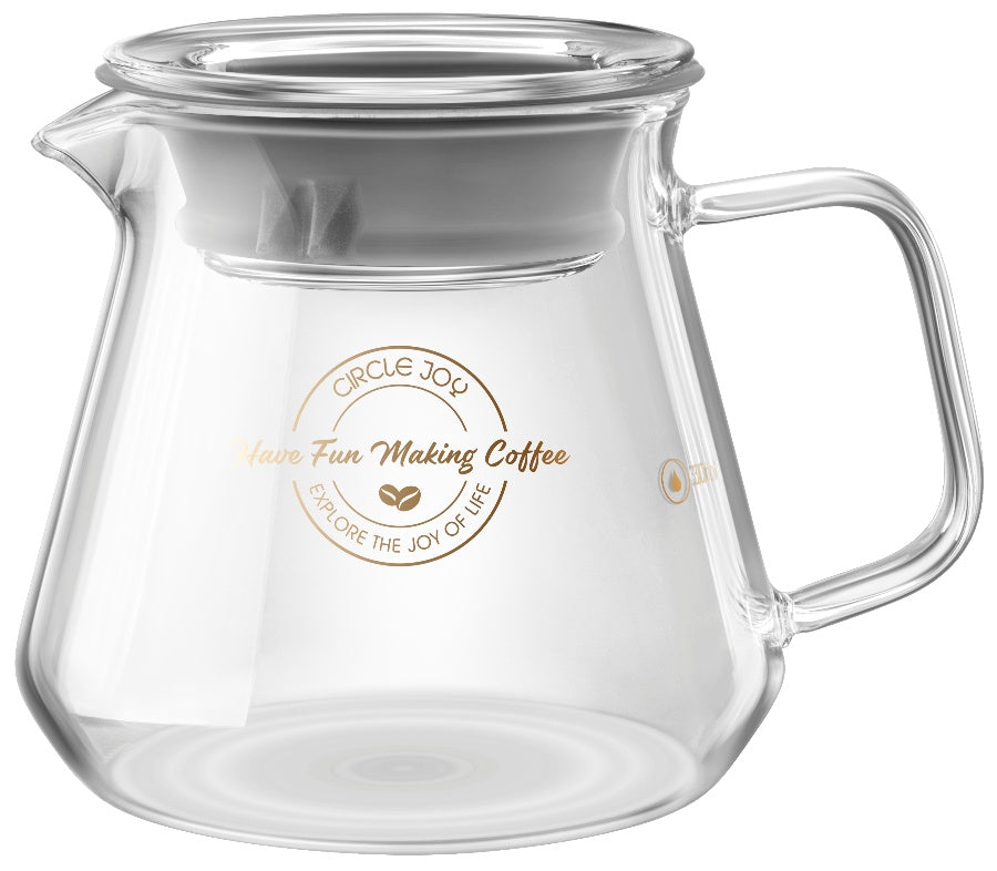 Circle Joy CJ-CF19(g) 300 ml glass coffee server shown with lid; lid is not included.