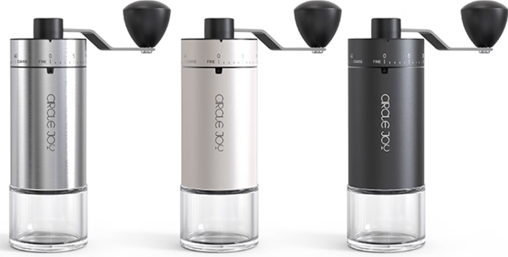 Circle Joy CJ-SMDJ03 manual coffee grinder, stainless-steel, white and black finish comparison