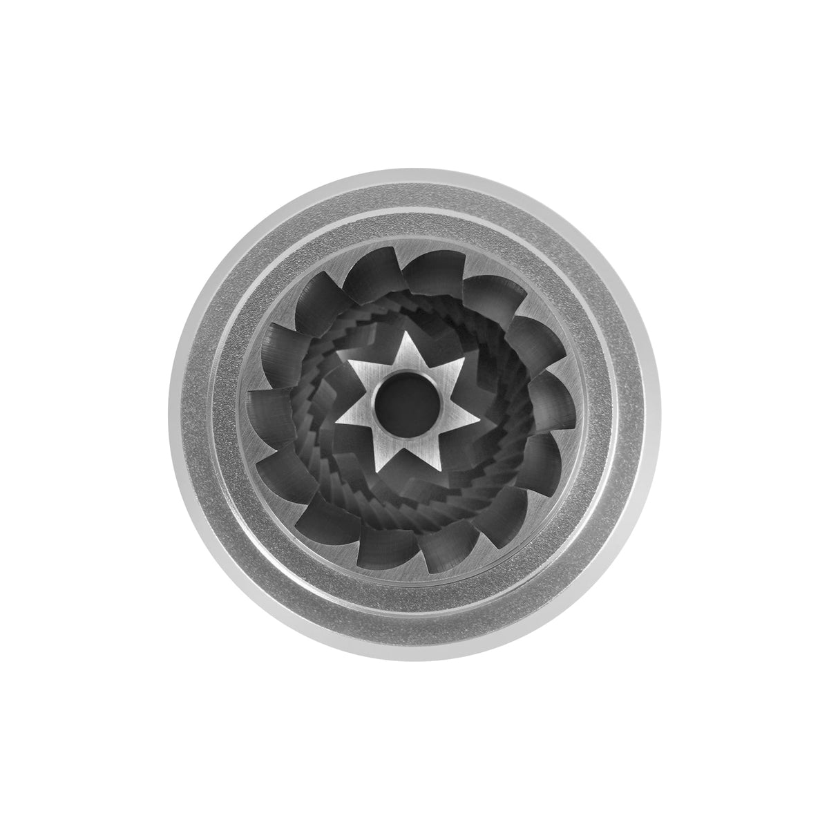 IKAPE KM7 38 mm seven-sided burr assembly, a common component of the Black and Blue variants.