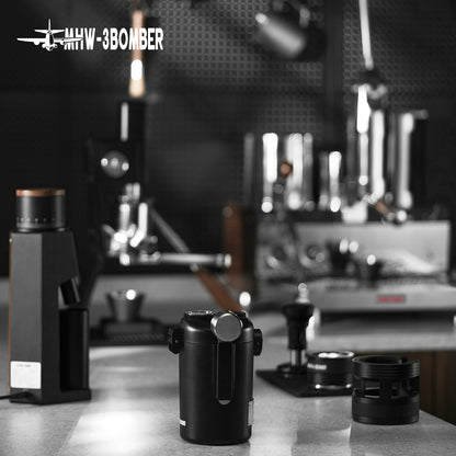 Black Gambo canister shown in a café setting