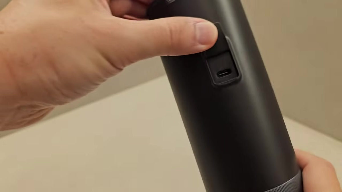 CERA+ PCM04A black portable espresso machine — USB-C charging port