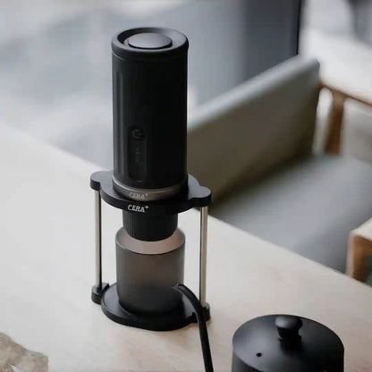 CERA+ SD01 stand with a CERA portable brewer fitted over a cup