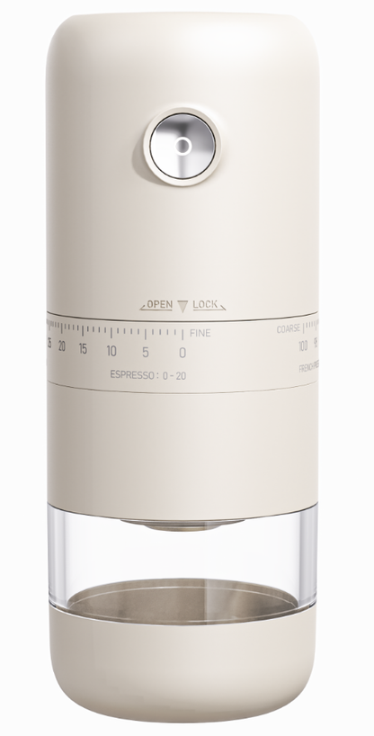 Circle Joy CJ-DMDJ07 electric coffee grinder in white finish, front view