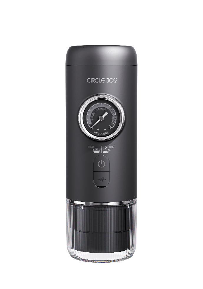 Circle Joy CJ-KFJ04 PLUS portable espresso maker, black catalogue finish, front view