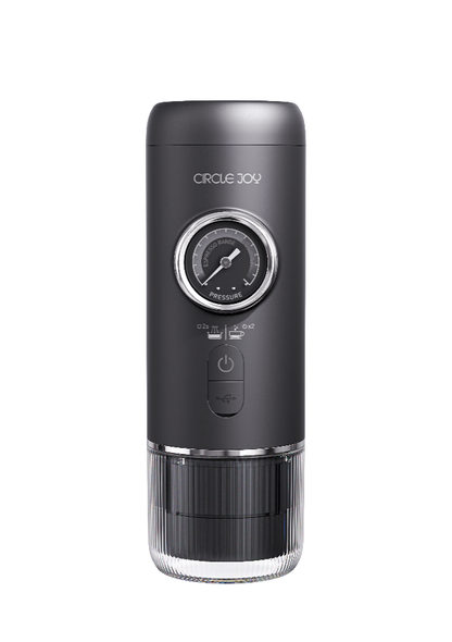 Circle Joy CJ-KFJ04 PLUS portable espresso maker, black catalogue finish, front view