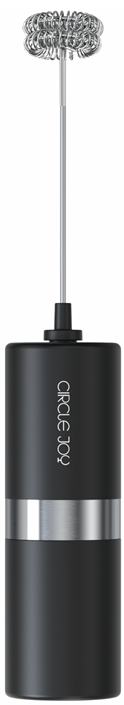 Circle Joy CJ-EMF05D black and silver battery milk frother with stainless-steel whisk
