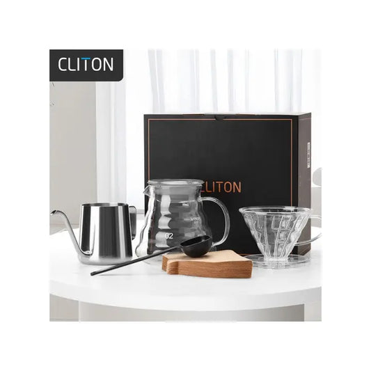 CLITON CL-CFS07 five-piece manual pour-over coffee set with presentation box
