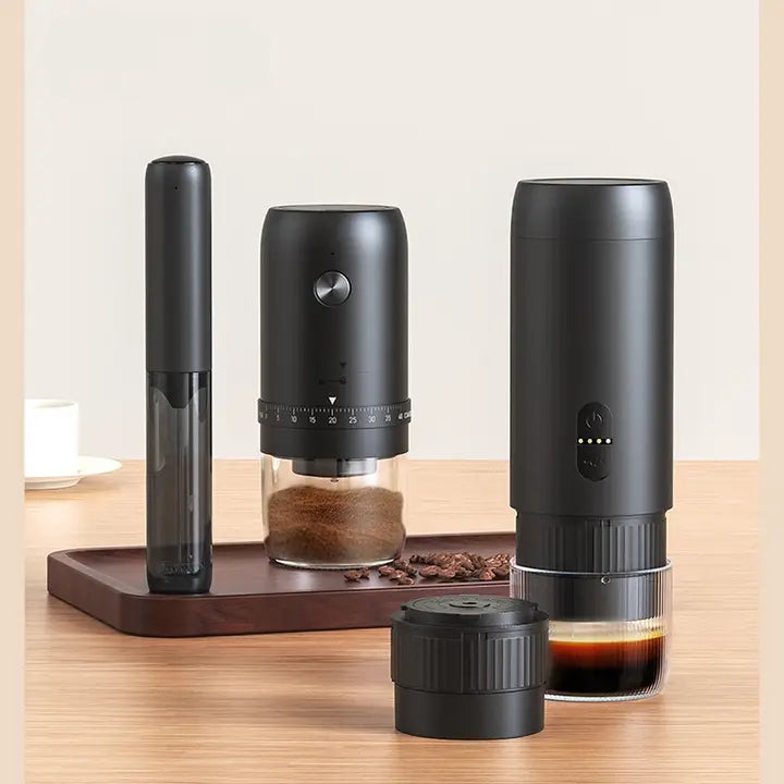 CLITON KGS-KFJ-2S-S1201C1 rechargeable espresso maker, grinder and milk frother set