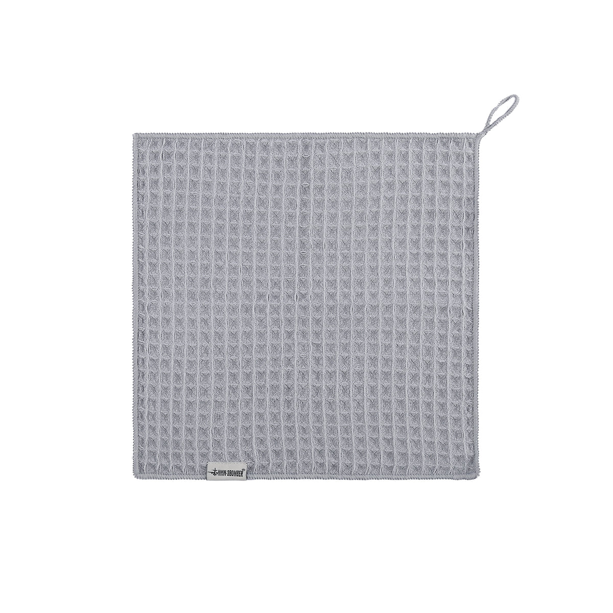 MHW-3BOMBER waffle barista towel, light-grey square variant.