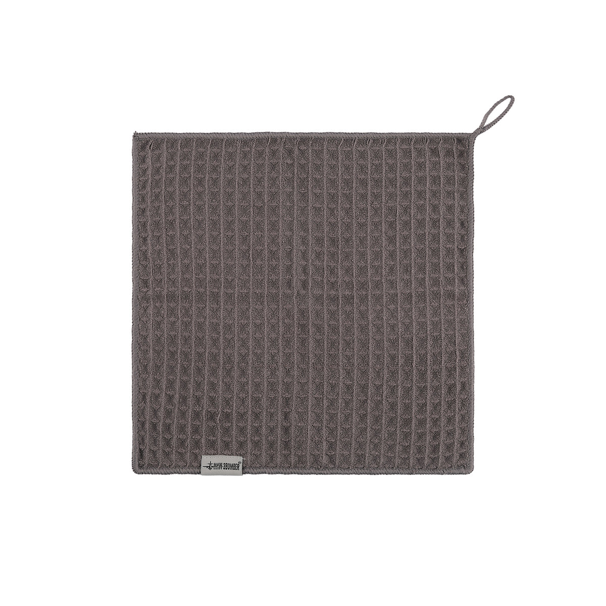 MHW-3BOMBER waffle barista towel, dark-grey square variant.