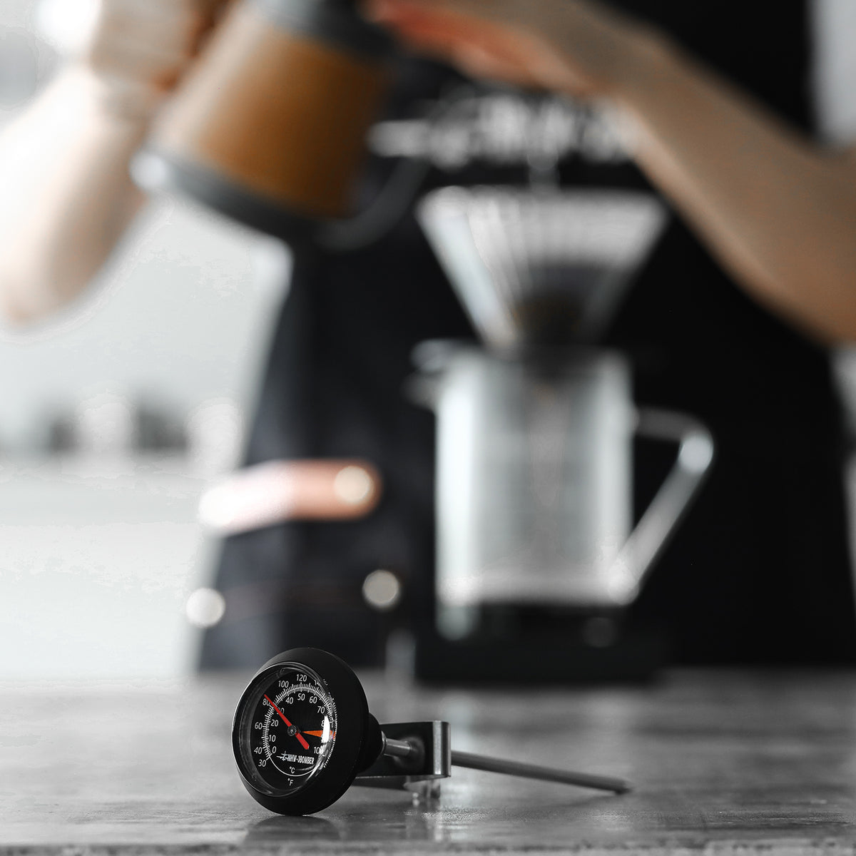 MHW-3BOMBER CT5615B thermometer on a coffee counter