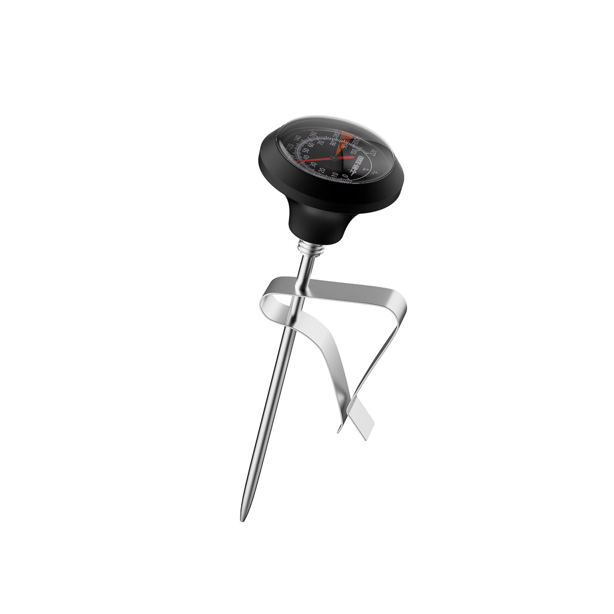 MHW-3BOMBER CT5615B black analogue dial thermometer on white background