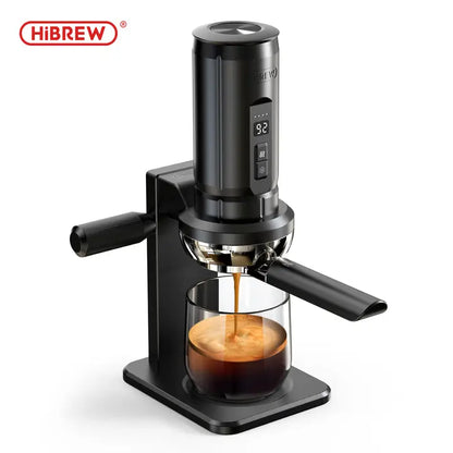 HiBREW H4C Max espresso machine on its 58 mm metal base station