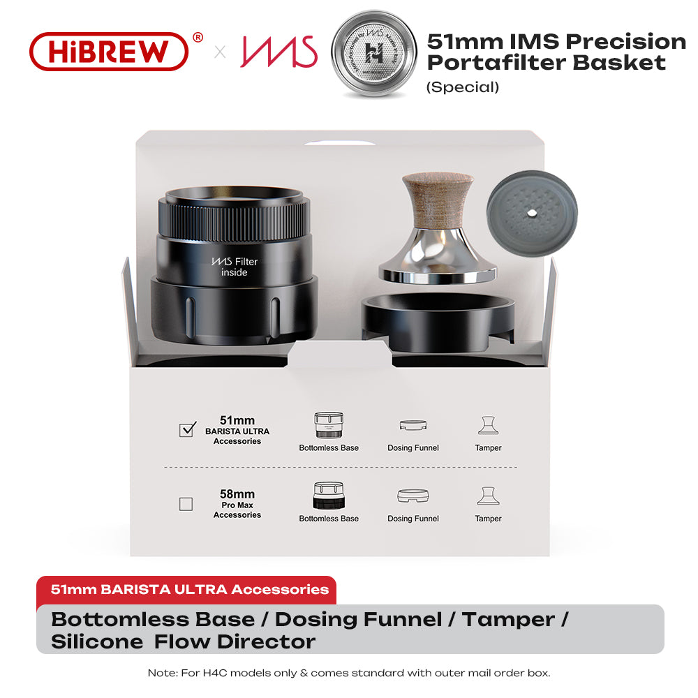 HiBREW H4C 51 mm IMS basket and bottomless adapter kit