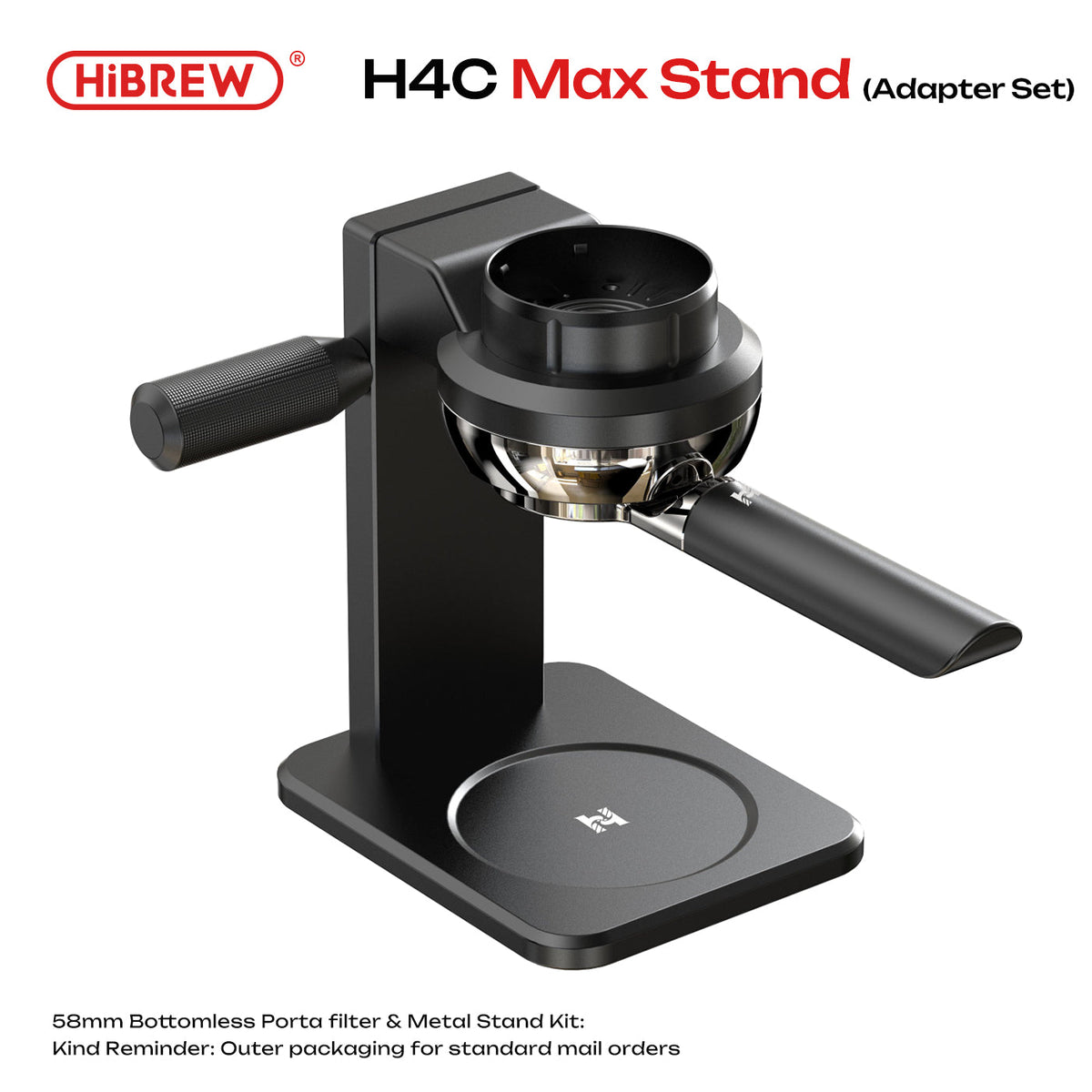 HiBREW H4C Max metal stand and 58 mm bottomless portafilter accessory set