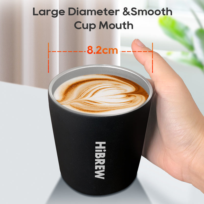 Black HiBREW portable coffee mug shown without its lid