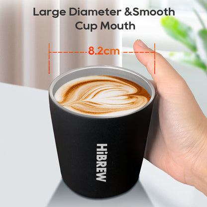 Black HiBREW portable coffee mug shown without its lid