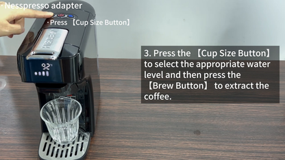 HiBREW H1B Black — cup-volume control with espresso glass