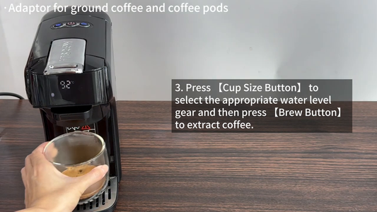HiBREW H1B Black — ground-coffee preparation into a handled cup