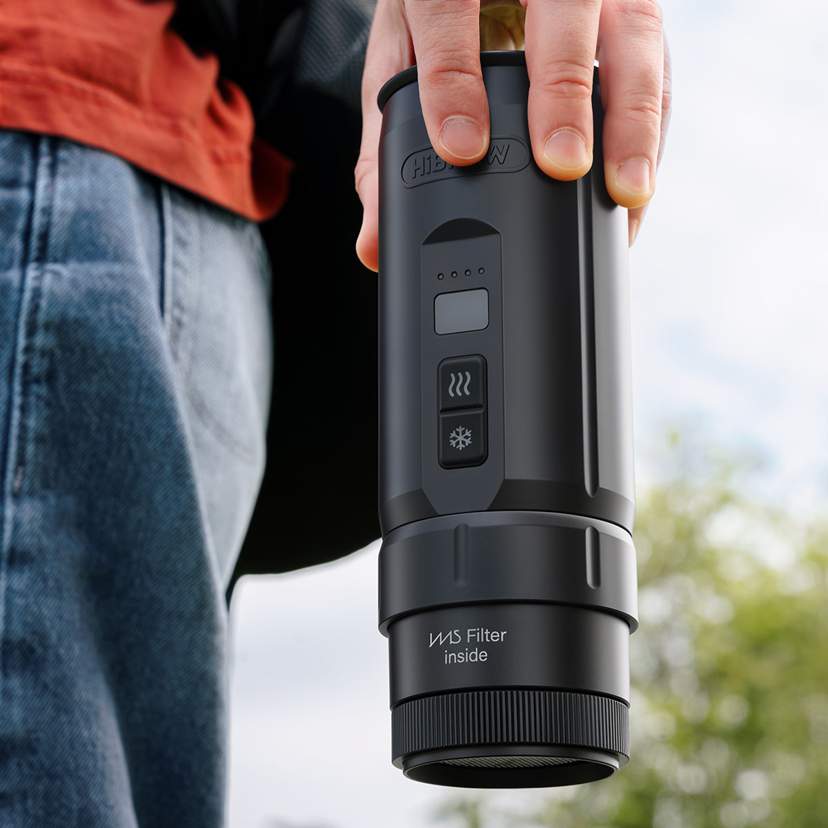 Close view of HiBREW H4C bottomless adapter with IMS Filter inside marking