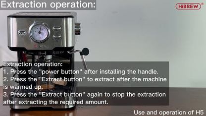 HiBREW H5 — whole espresso machine extracting coffee