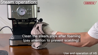 HiBREW H5 — cleaning the exact steam wand with cloth