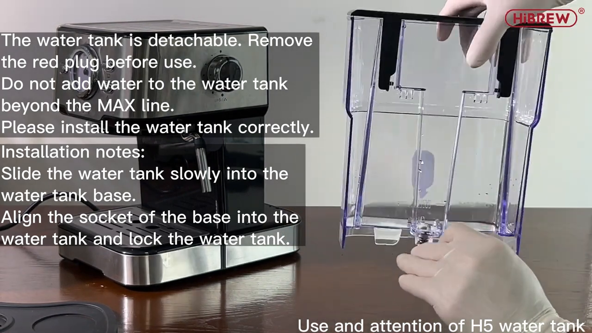 HiBREW H5 — removable rear water tank and inlet