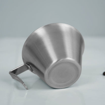 HiBREW 100ml Espresso Measuring Pitcher — underside and handle view. Demonstration props are not included.
