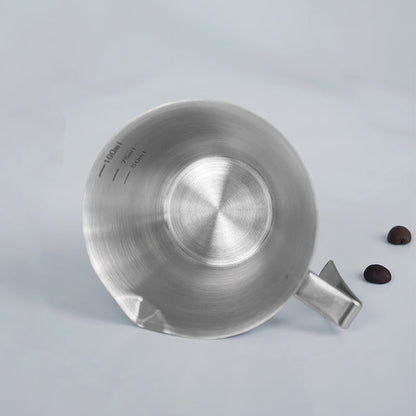 HiBREW 100ml Espresso Measuring Pitcher — top view showing the internal markings. Demonstration props are not included.