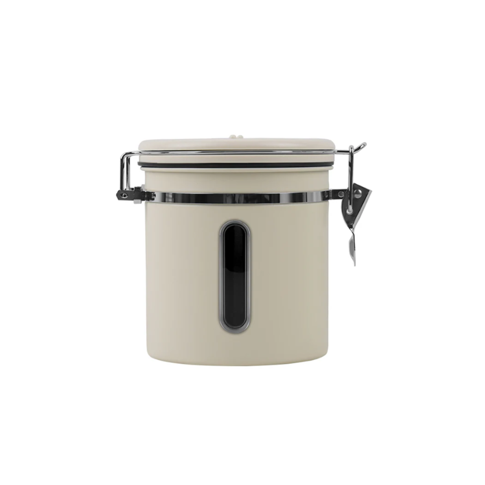 IKAPE Cream coffee bean storage canister — 600g coffee-bean capacity option. Scene beans and other equipment are not included.