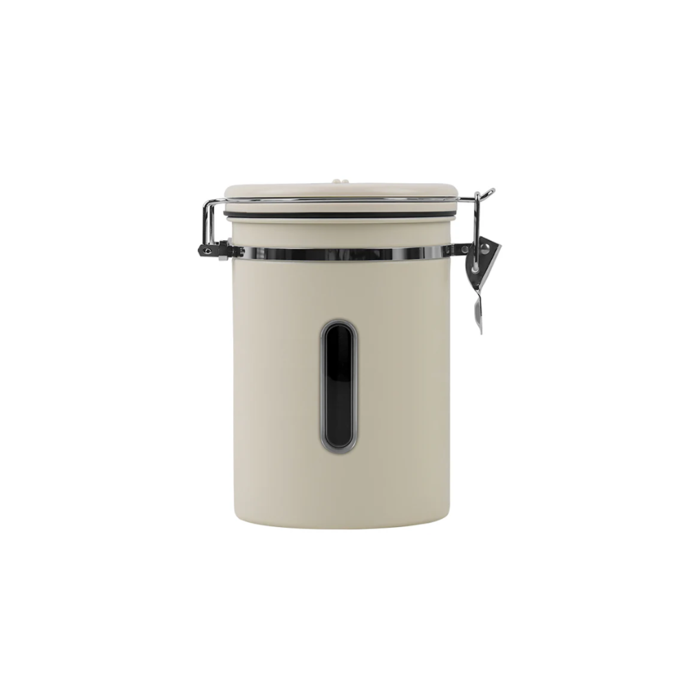 IKAPE Cream coffee bean storage canister — 900g coffee-bean capacity option. Scene beans and other equipment are not included.