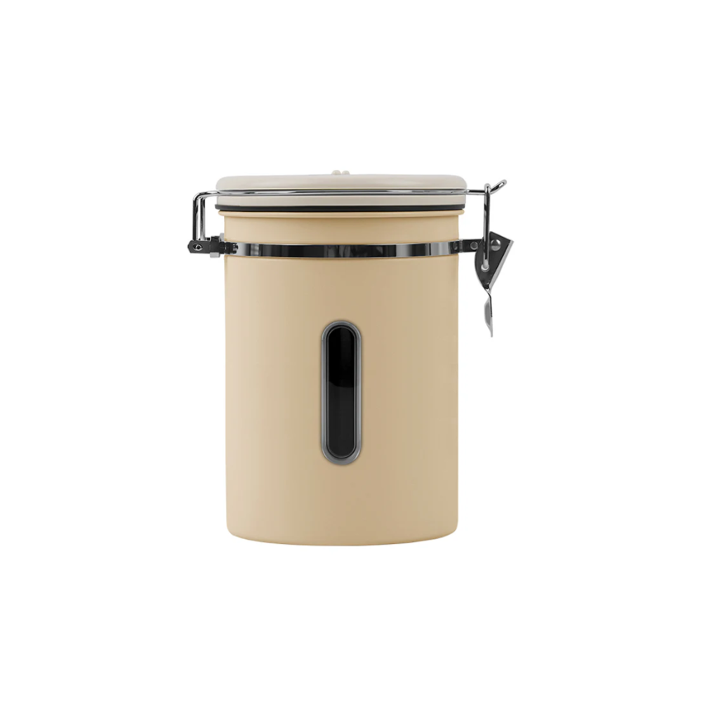 IKAPE khaki coffee bean storage canister — 900g coffee-bean capacity option. Scene beans and other equipment are not included.