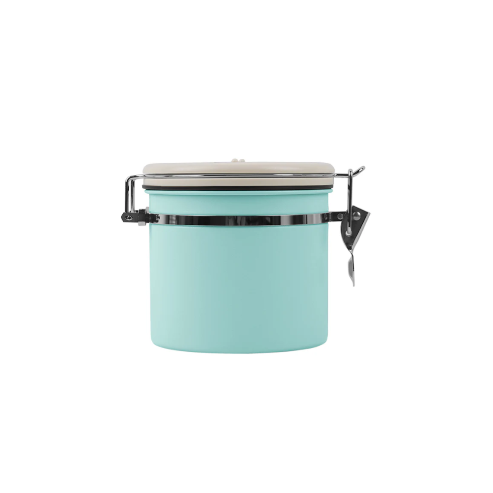 IKAPE Blue coffee bean storage canister — 300g coffee-bean capacity option. Scene beans and other equipment are not included.