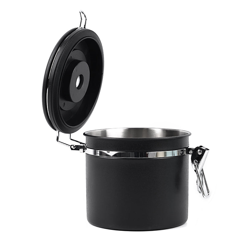 IKAPE Black coffee bean storage canister — 300g coffee-bean capacity option. Scene beans and other equipment are not included.