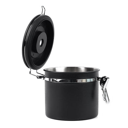IKAPE Black coffee bean storage canister — 300g coffee-bean capacity option. Scene beans and other equipment are not included.