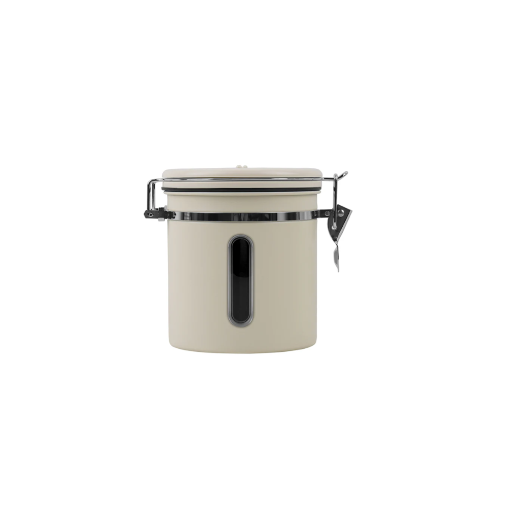 IKAPE Cream coffee bean storage canister — 300g coffee-bean capacity option. Scene beans and other equipment are not included.