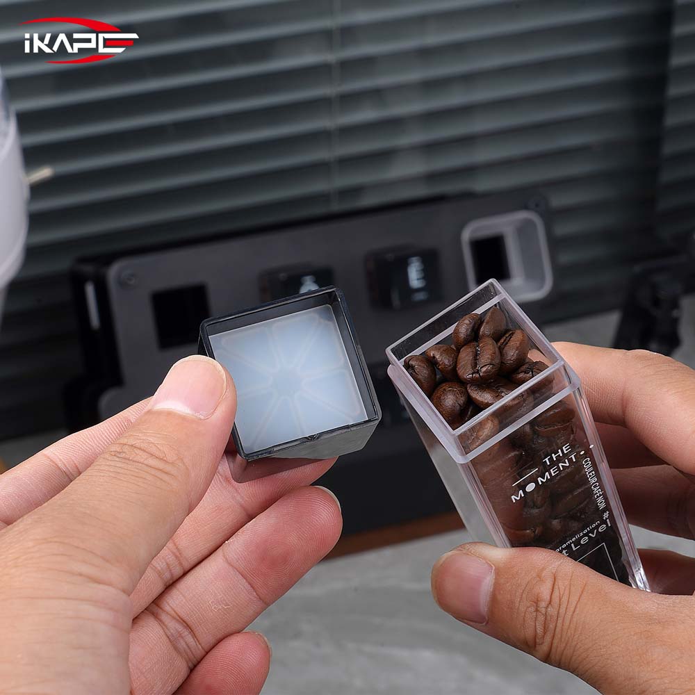 IKAPE six-tube upright coffee bean cellar set, real photograph 7; coffee beans and bar equipment are props