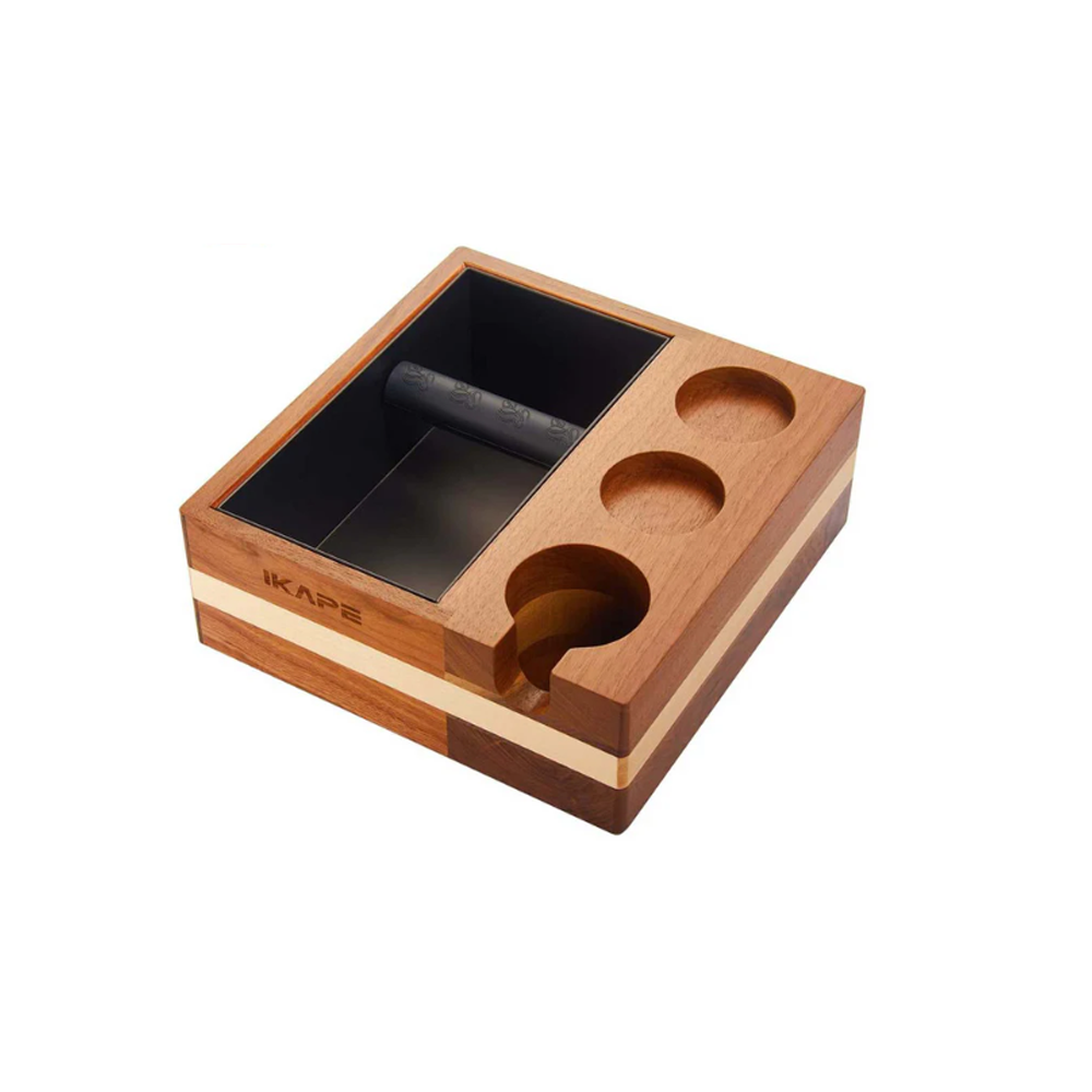 IKAPE V1 wood espresso organizer and removable knock box — 51/54 mm configuration