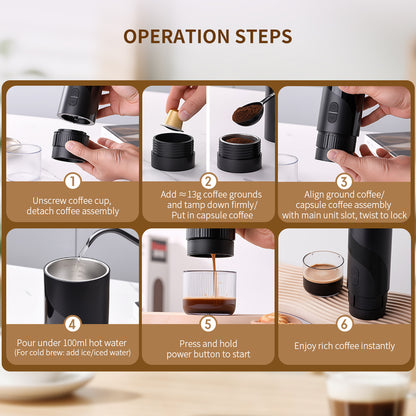 Using the KFJ-1S-S1201C1 portable espresso machine