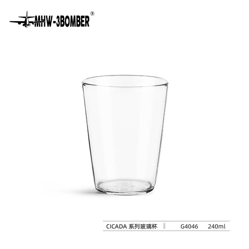 MHW-3BOMBER G4046 Cicada series clear glass cup, nominal 240 ml, exact supplier-labelled original-site image