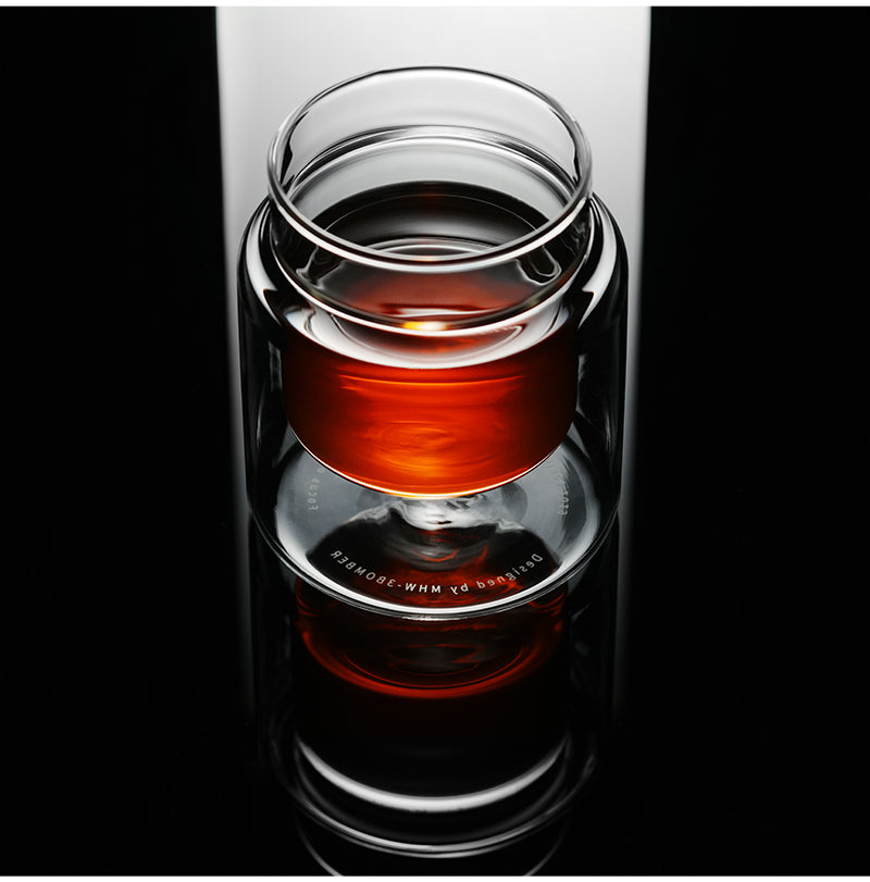 MHW-3BOMBER Clear H-shaped 160 ml DW glass cup, overhead studio view