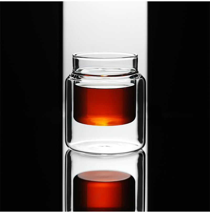 MHW-3BOMBER Clear H-shaped 160 ml DW glass cup, front studio view