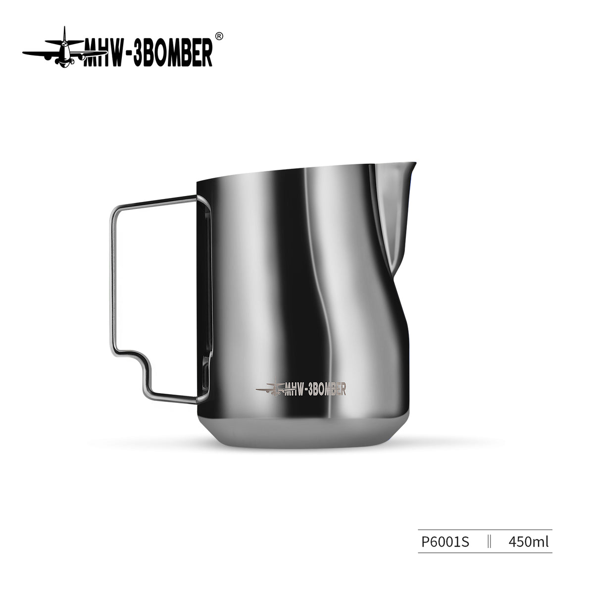 MHW-3BOMBER P6001S Turbo Milk Pitcher, 450 ml, Glossy stainless finish