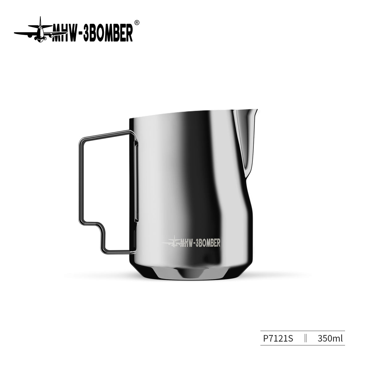 MHW-3BOMBER P7121S Turbo Milk Pitcher, 350 ml, Glossy stainless finish